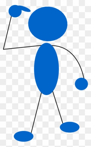 Blue Man Pointing To His Head - Person Thinking Clip Art