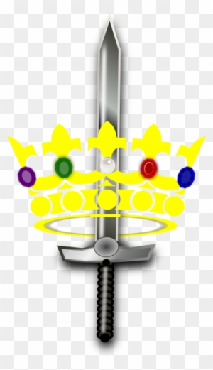 Jeweled Crown With Sword Clip Art - Crown And Sword Clipart