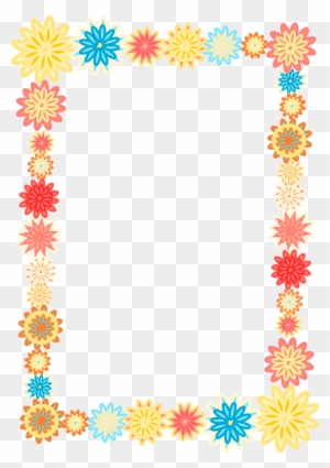 Free Digital Scrapbooking Flower Frames Colorful Flower - Colorful Flower Border Png