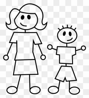 Mother And Son Stick Figures - Stick People Clip Art