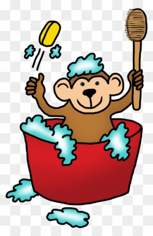 Monkey Drawings, Monkey Taking A Bath - Monkey Taking Bath Clipart