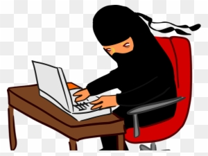 Ninja Typing - People Laptop Computer Clip Art