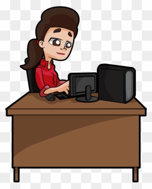 A Woman Sits Deeply Focused At Her Desk, Typing At - Computer