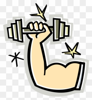 Vector Illustration Of Weightlifter Muscular Arm With - Cartoon Arm Lifting Weight