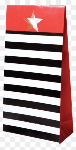 Red Star Black Striped Paper Party Bags - Red Star Black