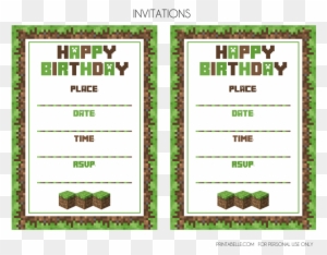 Download The Minecraft Free Party Printables Here - Minecraft Birthday Invitations