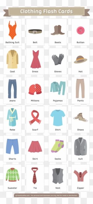 Free Printable Clothing Flash Cards - Summer Clothes Flashcards Pdf