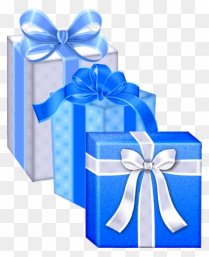 Blue Birthday Present Clip Art - Christmas Blue Gifts Png