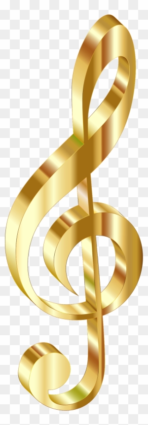 Gold 3d Clef 2 No Background - Gold Music Notes Transparent Background