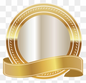 Gold Seal With Gold Ribbon Png Clipart Image - Gold Banner Ribbon Png