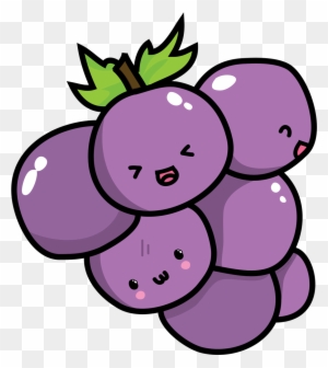 Kavaii Grape Chibi Food Clip Art - Cute Grapes Png