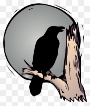 Raven, Moon, Black, Night, Tree, Bird, Dark, Silhouette - Raven Clip Art