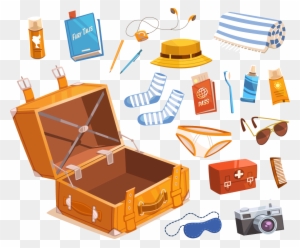 Men's Summer Vacation Cartoon Element Vector Material - Travel Objects Vector