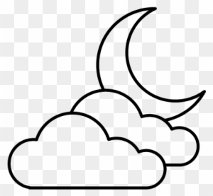 Half Moon And Clouds Vector - Draw A Half Moon