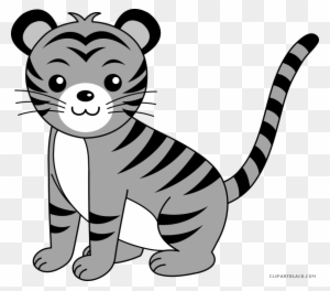 Cute Tiger Animal Free Black White Clipart Images Clipartblack - Tiger Face Drawing Easy