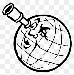 World, Planet, Spyglass, Earth - Earth Outline Cartoon