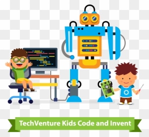 Techventure's Stem Summer Programs Like Code Camp Introduce - Kids Programming Illustration