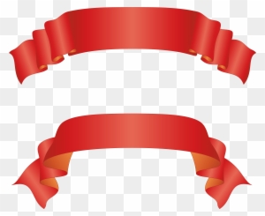 Curved - Red Ribbon Banner Transparent Background