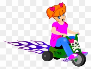 Little Girl On Bike Clip Art - Toddler Clip Art