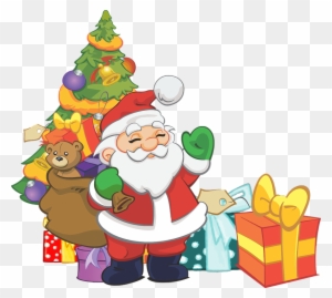 980 Free Christmas Clip Art Santa Reindeer Public Domain - Christmas Tree With Santa Png