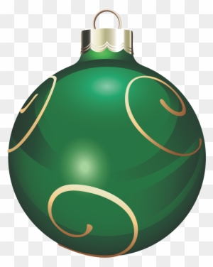 Transparent Green And Gold Christmas Ball Png Clipart - Green Christmas Ornaments Png