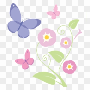 Lilac Flowers And Butterflies Png By Hanabell1 - Flowers And Butterflies Png