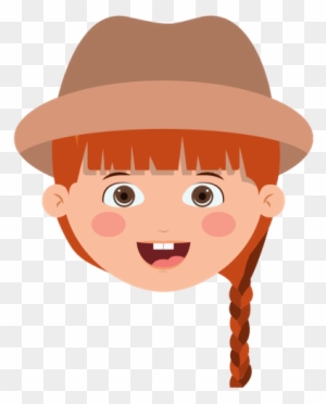 Happy Girl Cartoon Design - Brown Hair Girl In Cartoon