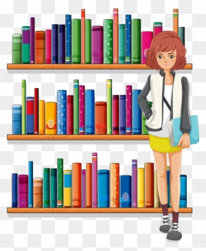 Library Librarian Clip Art - Library Bookshelf Cartoon