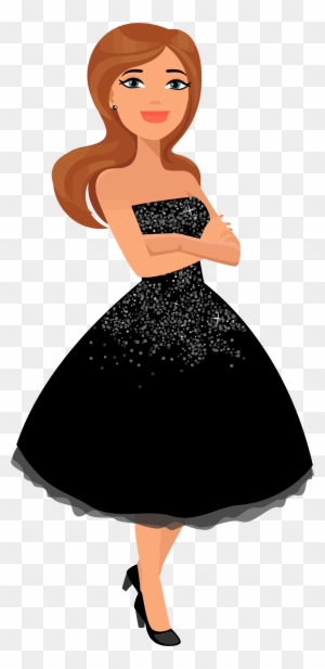 Big Image - Black Dress Woman Dress Cartoon