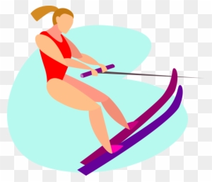 Vector Illustration Of Summer Water Skier Having Fun - Water Skiing Clipart