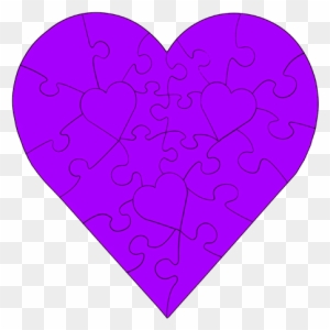 23 Piece Heart Shaped Puzzle - Purple Puzzle Transparent Piece