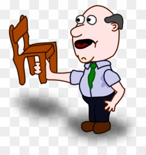 This Free Clip Arts Design Of Sweating Comic Character - Holding A Chair Clipart