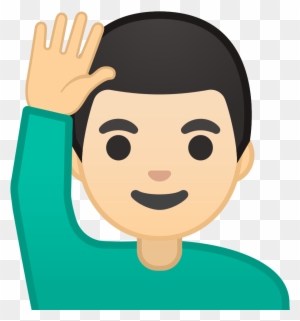 Man Raising Hand Light Skin Tone Icon - Emoji Man Raising Hand Light Skin