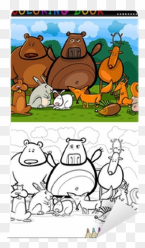 Forest Wild Animals Cartoon For Coloring Book Wall - Forest Animals Coloring Book