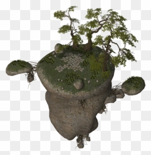 Island, Flying Island, Tree, Stones, Rock, Fantasy - Flying Tree Png