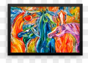 Wild Horse Herd Abstract Painting "coat Of Many Colors" - Modern Art