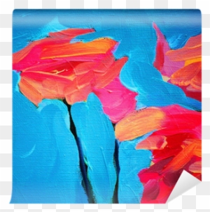 Flowers Of Rose And Blue Sky, Painting By Oil On Canvas - Modern Art
