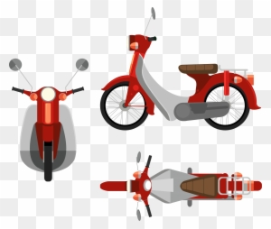 Scooter Motorcycle Illustration - Motorcycle Top View Vector
