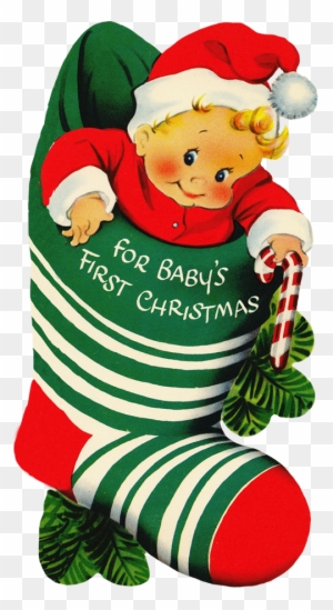 Charming Vintage Christmas Clip Art, Mostly With Transparent - Babys First Christmas Png