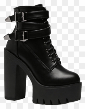 Double Buckle Platform Zipper Short Boots Black Women - Korean Women Cheap Boots Stylish Tie Up