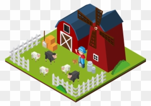 Farm 3d Computer Graphics Isometric Projection Illustration - 3d Computer Graphics
