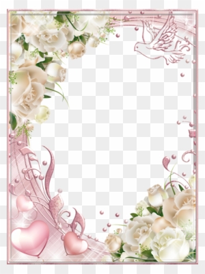White Roses Pink Png Photo Frame - Wedding Borders And Frames Png