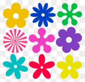 Selection Of Retro Flowers Vector Graphics - Groovy Retro Flowers Shower Curtain