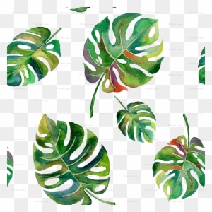 Tropical Island Palms Palm Leaves Watercolor Wallpaper - Watercolor Tropical Leaves Png