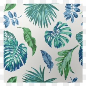Seamless Exotic Pattern With Tropical Leaves - Tropical Leaves Vector Illustration