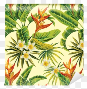 Tropical Exotic Flowers And Plants Pattern Wallpaper - East Urban Home 'monstera' Graphic Art Print