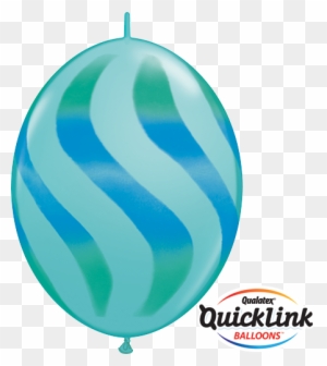 12" Quick Link Caribbean Blue Wavy Stripes/grn & Blue - 30cm Quick Link Balloons Blue With Green