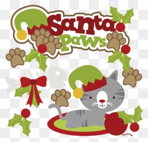 Santa Paws Svg Cat Clipart Cat Svg Cute Cat Clip Art - Santa Paws Kitty Oval Ornament