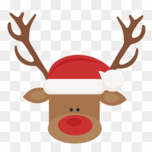 Black And White Reindeer Head And Santa Hat - Santas Reindeer Black And ...