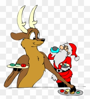 Santa Christmas With Reindeer Free Public Domain Clip - Christmas Pictures Clip Art